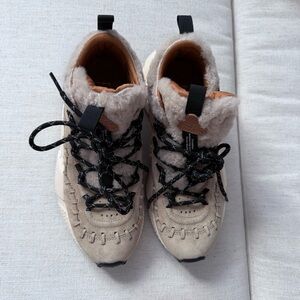Flower Moon Beige and Black Sneakers